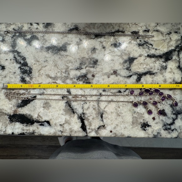 Sterling Silver with Purple Stones Necklace - Picture 5 of 5